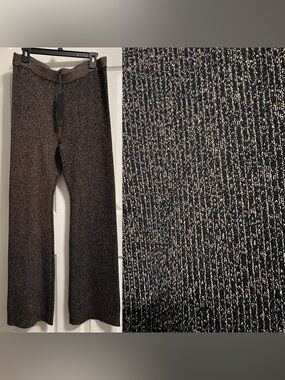 House of Harlow 1960 Metallic Knit Wide-Leg Pants